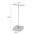 Silver T-bar metal earring stand variant with 6cm beam and 13cm total height - Square Base / 6*13cm / Silver