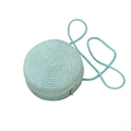 Light blue circular straw crossbody bag with spiral weave and silver zipper closure - Green Cylindrical Bag (16*6.5cm)
