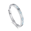 Minimalist S925 sterling silver couple ring with light blue enamel finish for women - FDJZ-377-Women's