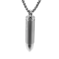 Men's matte titanium steel bullet pendant necklace with box chain in silver finish - Steel Color with Chain (KP77805-K)