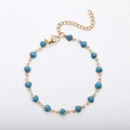 18k gold plated stainless steel bracelet with blue glitter heart charms and lobster clasp - 17+5cm / Blue