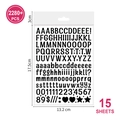 Detailansicht von 15 Bögen mit 2280 Mini-Alphabet- und Zahlenaufklebern mit Abmessungen - 15 Blatt/Set / Künstlerisches Alphabet Schwarz (P77)