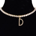 Golden tennis chain choker with a sparkling letter D zircon pendant for women - Letter D [Gold]