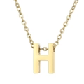 Polished gold stainless steel necklace with a 3D letter H pendant on a cable chain - Letter H(KN233998-Z)