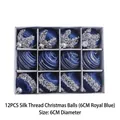 Set of 12 royal blue 6cm Christmas ornaments with silk thread and silver glitter - 12-piece Christmas Ball Made Of Silk Thread (6cm Basket)