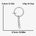 Portachiavi in acciaio inossidabile argento lucido con catena e misure 5,4cm x 2,5cm - Argento