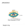 Dimensioni dettagliate dell'anello occhio del diavolo in acciaio inossidabile dorato 18K - Stile Evil Blue Eye (JDR2303010)