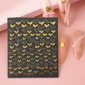 TH-1022 nail art stickers featuring golden heart designs on light pink background - TH-1022 (Gold Solid/Hollow Heart)