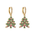 Boucles d'oreilles sapin de Noël avec oxydes de zirconium verts et rouges - Or Multicolore Zirconia 02 Sapin de Noël