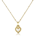 Golden heart locket necklace with white mother of pearl inlay and satellite chain - Mother of Pearl Heart Lock