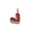 Macro shot of a golden heart pendant set with sparkling red zircons on white background - Red Heart