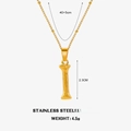 Golden stainless steel necklace featuring a square letter I pendant and twist chain - Letter I