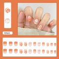 Orange gradient press-on nails set with 3D bow, citrus patterns and gold foil flakes - Orange Soda (R943) / Glue Type