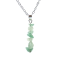 Detail view of handmade natural green agate stone pendant on a silver-tone chain necklace - Green Aventurine