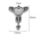Vintage heart with wings and arrow pendant in silver-tone stainless steel with black rhinestones - Style Z2305S17/Winged Heart