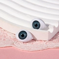 Detail of 14x19mm boat-shaped blue acrylic doll eyes with realistic iris texture - Dark Gray
