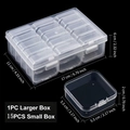 Clear plastic organizer set with one large case and 15 small storage boxes for DIY beads - 15 Grids Storage Box