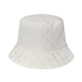Minimalist white quilted bucket hat with classic diamond lattice stitching pattern - 56cm-58cm / White