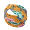 Fascia per capelli gialla con nodo e motivo floreale orientale in tessuto elastico - FD035 Stampato Giallo