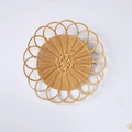 Bohemian style round straw woven wall decor with natural petal-shaped rattan patterns - Plastic Woven Flower 30cm