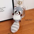 Portachiavi peluche procione grigio e bianco con anello dorato, altezza circa 18,5 cm - Blu Grigio (con portachiavi dorato)