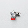 Star-shaped cubic zirconia dermal anchor top in silver stainless steel, 6mm size - 6mm / White (7#)