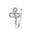 Silver non-pierced U-shaped nose clip with swirl pattern and micro-pave zircon crystals - Swirl Knot Shape (X612) / Silver