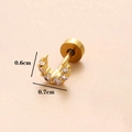 Pendiente de cartílago luna dorada con circonitas blancas, tamaño 0,6 cm por 0,7 cm - Dorado 3#