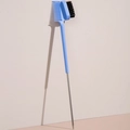 Blue dual-ended eyebrow and lash brush tool with fine plastic comb and metal tail - Blue