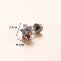 Clou d'oreille fleur en argent avec zircons colorés, détail de taille 0,7 cm de large - Argent 10#-Fleur Multicolore / Argent