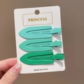 Three-piece set of matte green hair clips in varied shades on display card - Matte 3-Piece Set / Green System
