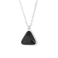 Silver triangle necklace with faceted black crystal gemstone on delicate chain - Silver Black Triangle Necklace (KN231980-K)