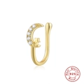 Golden S925 sterling silver nose cuff featuring a zircon moon and star design - Gold Moon and Star