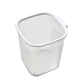 Papelera cuadrada transparente moderna con rayas verticales y elegante borde blanco - Grande / Blanco Claro