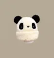 Detailed view of cream panda plush winter hat for kids with fluffy faux fur texture - Teddy Panda Plush Toy White (4-12 Years Old)