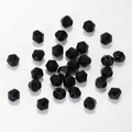 Polished black faceted glass crystal rhombus beads for DIY jewelry and hair accessories - 3mm / Black