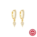 Eleganti orecchini a pugnale in argento S925 dorato con zircone bianco brillante - Argento 925 / Stile Oro Rombo Zirconia Micro Pavè
