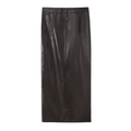 Gonna midi chic in similpelle marrone scuro a vita alta con trama opaca - XS / Gonna