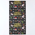 Black Christmas foil curtain with gold Merry Christmas lettering and festive snowman patterns - Christmas Black Square Foil Curtain (1*2m)