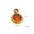 14K gold plated stainless steel pendant with orange-red gemstone, 6.5mm height - 46 Red Gem Bead