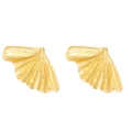 Textured gold ginkgo leaf dangle earrings with a minimalist hammered finish for women - Gold Ginkgo Leaf (DZ-371)
