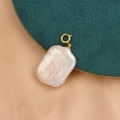 Baroque freshwater pearl pendant with gold-plated S925 silver clasp for DIY jewelry - 16*21mm / Cube Style