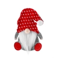 Porte-couverts gnome de Noël avec chapeau rouge tricoté et barbe blanche - Gnome à Pois Style B