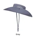 Chapeau de randonnée gris respirant avec large bord et mentonnière coupe-vent réglable - Taille Unique (54-58CM) / Gris