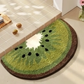 Semicircle kiwifruit shape bath mat with soft green plush and non-slip backing - Half Kiwi