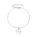 Zilveren verstelbare armband met ronde oceaangolf hanger en zirkonia versieringen - Ronde zeegolf (11111) / Witgoud