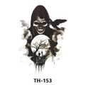 Waterproof temporary tattoo sticker TH-153 featuring a black and white grim reaper design - Th-153 / 210*148mm