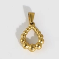Gros plan du pendentif goutte d'eau doré composé de billes d'acier dégradées - U12-Goutte d'eau perlée / Or