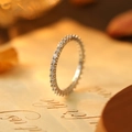 Minimalist S925 sterling silver eternity ring with sparkling full pavé diamonds in silver - US 6 / White Gold