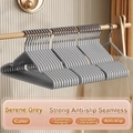 Set of thick non-slip clothes hangers in serene grey with seamless shoulder design - Nordic Grey (Extra Thick 70g)